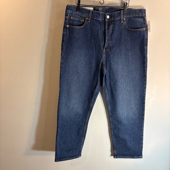 GAP Sz 33 or 16R Cheeky Straight High Rise Classic Blue Denim Jeans NEW W/ TAGS - Picture 2 of 12